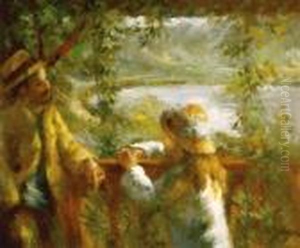 Near The Lake Oil Painting by Pierre Auguste Renoir