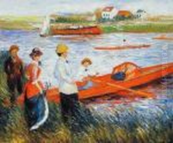 Oarsmen At Chatou Oil Painting by Pierre Auguste Renoir