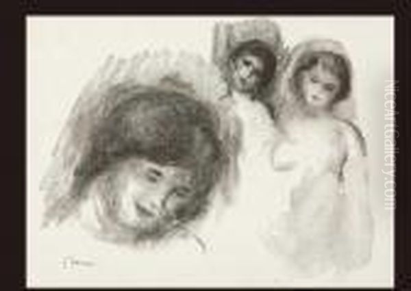 3 Sketches Oil Painting by Pierre Auguste Renoir