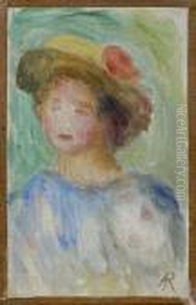 Jeune Fille Au Chapeau Oil Painting by Pierre Auguste Renoir