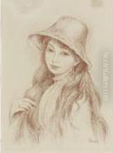 Jeune Fille Au Chapeau Oil Painting by Pierre Auguste Renoir