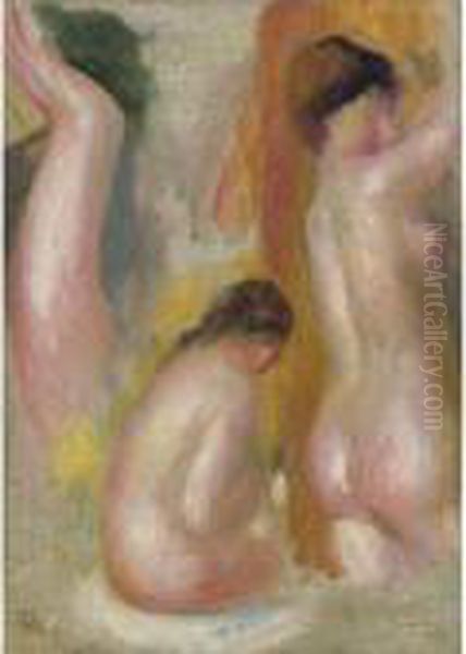 Trois Baigneuses Oil Painting by Pierre Auguste Renoir