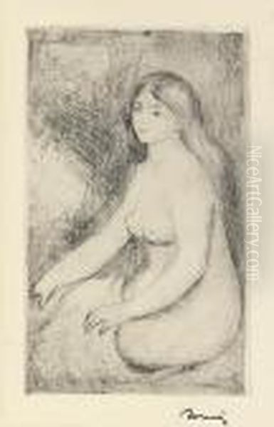 Baigneuse Assise. Oil Painting by Pierre Auguste Renoir