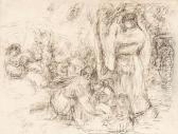 Les Laveuses Oil Painting by Pierre Auguste Renoir