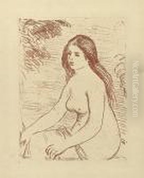 Femme Nue Assise. Oil Painting by Pierre Auguste Renoir