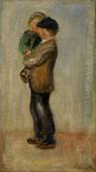 Homme Portant Un Garcon Oil Painting by Pierre Auguste Renoir