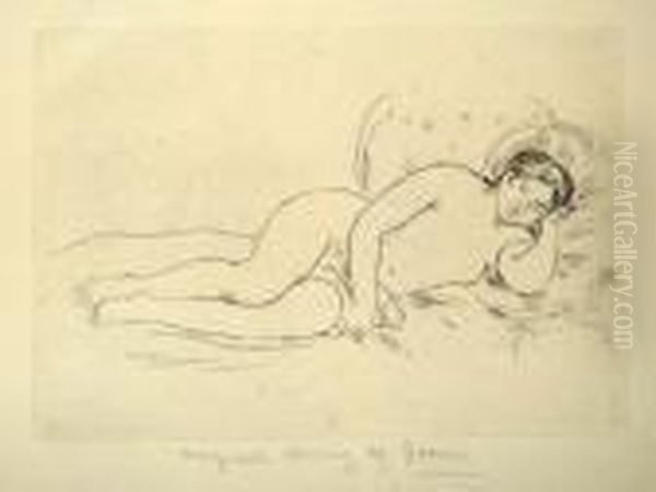 Reclining Nude Oil Painting by Pierre Auguste Renoir