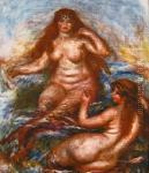 Les Sirenes Oil Painting by Pierre Auguste Renoir