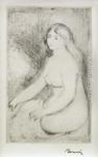 Baigneuse Assise Oil Painting by Pierre Auguste Renoir