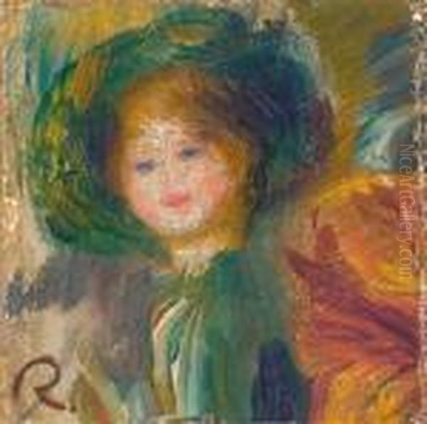 Portrait Au Chapeau Vert Oil Painting by Pierre Auguste Renoir