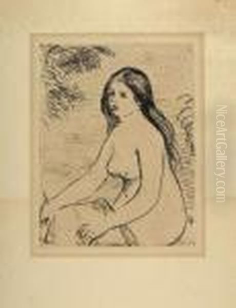 Femme Nu Assise Oil Painting by Pierre Auguste Renoir