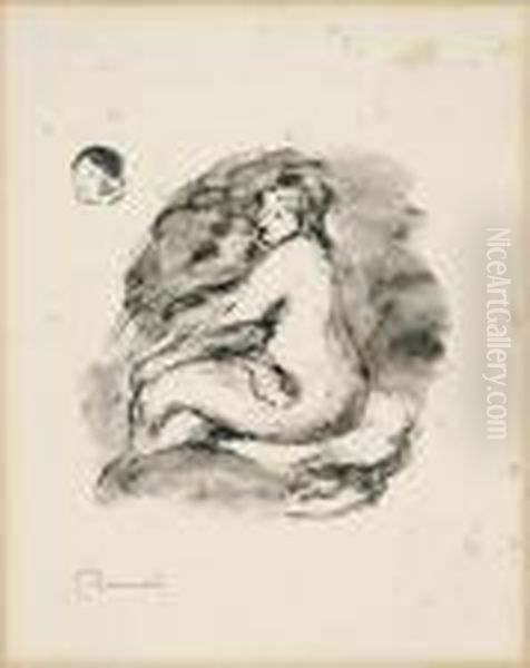 Etude De Femme Nue Assise. Oil Painting by Pierre Auguste Renoir