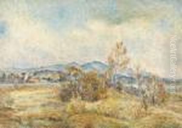 Herbstliche Landschaftspartie Im Suden Mit Hausern Oil Painting by Pierre Auguste Renoir