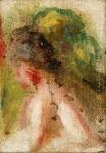 Portrait De Profil Sur Fond De Paysage Oil Painting by Pierre Auguste Renoir