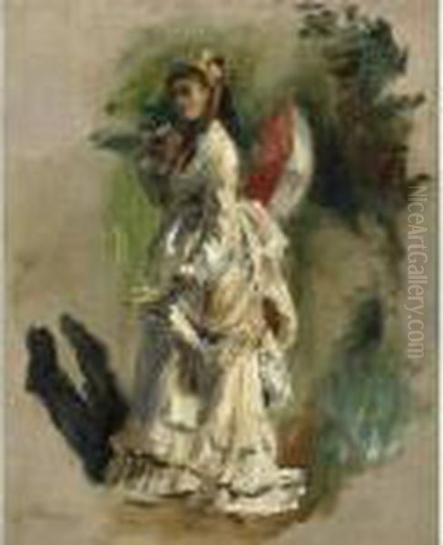 Jeune Femme A L'ombrelle Oil Painting by Pierre Auguste Renoir