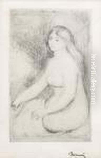 Baigneuse Assise Oil Painting by Pierre Auguste Renoir