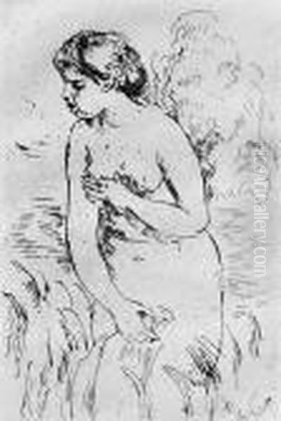 Baigneuse Debout Oil Painting by Pierre Auguste Renoir