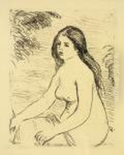 Femme Nue Assise Oil Painting by Pierre Auguste Renoir