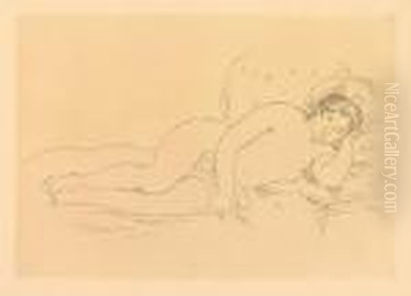 Femme Nue Couche (tournee A Droite), 2e Planche Oil Painting by Pierre Auguste Renoir