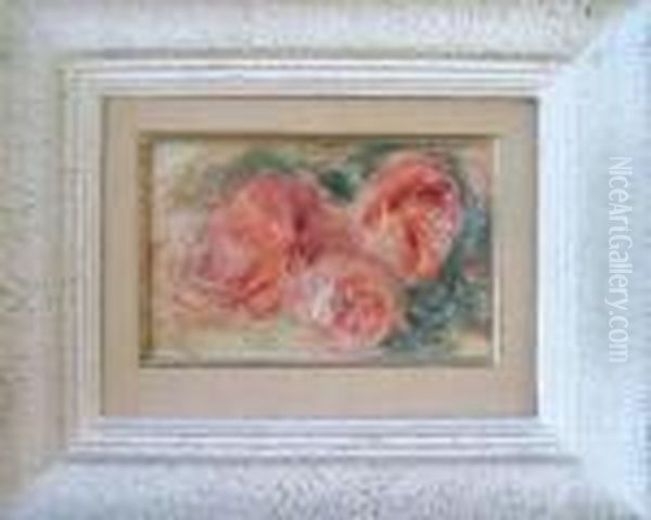 Trois Roses Oil Painting by Pierre Auguste Renoir