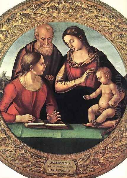 Madonna and Child with St Joseph and Another Saint 1490-92 Oil Painting by Francesco Signorelli