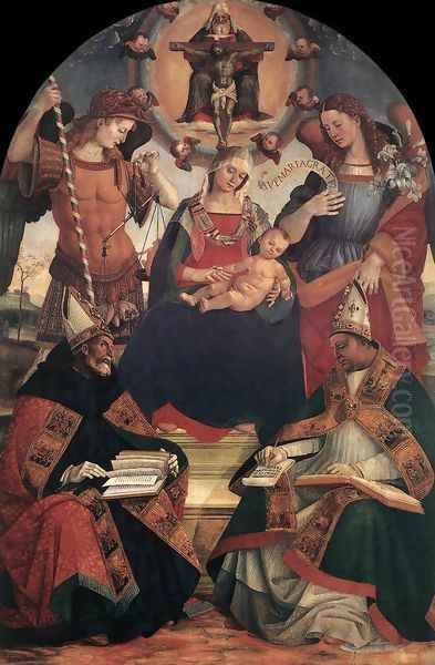 The Trinity, the Virgin and Two Saints 1510 Oil Painting by Francesco Signorelli