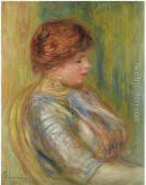 Portrait De Femme Assise Dans Un Fauteuil Oil Painting by Pierre Auguste Renoir