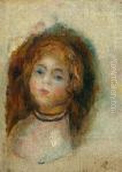 Tete De Jeune Fille Oil Painting by Pierre Auguste Renoir