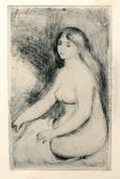 Baigneuse Assise Oil Painting by Pierre Auguste Renoir