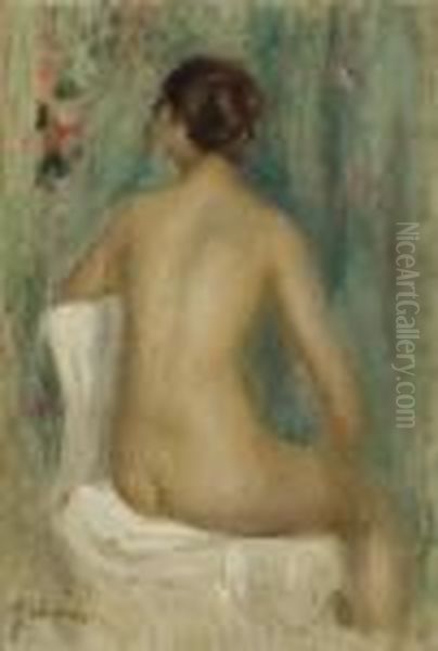 Nu Assis, Vu De Dos Oil Painting by Pierre Auguste Renoir