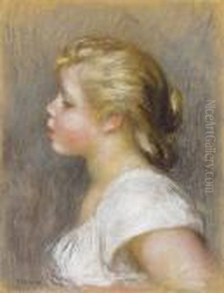 Jeune Fille De Profil Oil Painting by Pierre Auguste Renoir