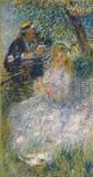 La Belle Saison (la Conversation) Oil Painting by Pierre Auguste Renoir