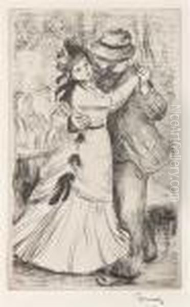 La Danse A La Campagne (2e Planche) Oil Painting by Pierre Auguste Renoir