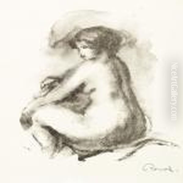 Etude De Femme Nue Assise Oil Painting by Pierre Auguste Renoir