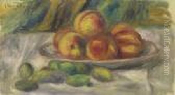 Peches Et Amandes Oil Painting by Pierre Auguste Renoir