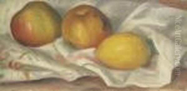 Deux Pommes Et Un Citron Oil Painting by Pierre Auguste Renoir