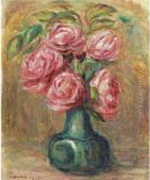 Vase De Fleurs Oil Painting by Pierre Auguste Renoir