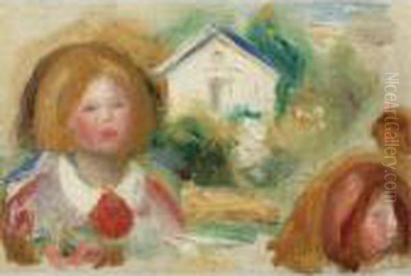 Etudes, Tetes Et Maisons Oil Painting by Pierre Auguste Renoir