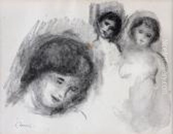 La Pierre Aux Trois Croquis, From Douzelithographies Originales Oil Painting by Pierre Auguste Renoir