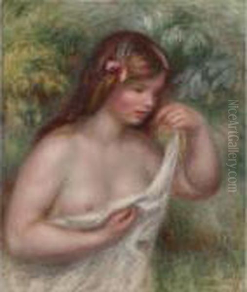 Jeune Femme Arrangeant Sa Chemise (louise Benzel) Oil Painting by Pierre Auguste Renoir