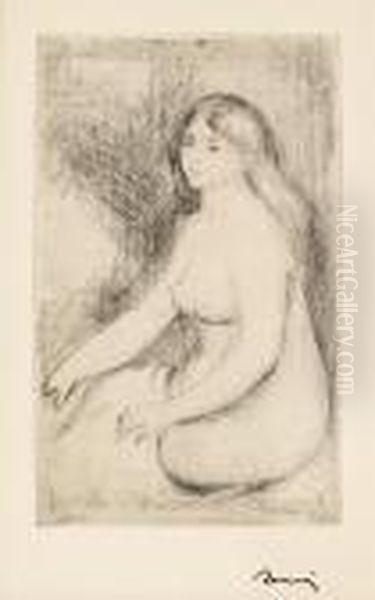 Baigneuse Assise Oil Painting by Pierre Auguste Renoir