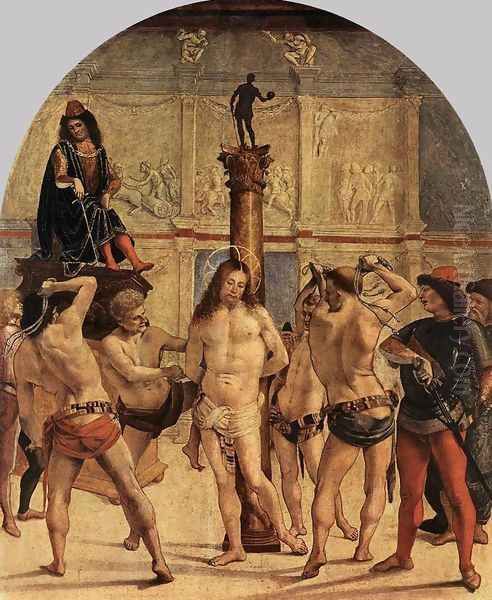 The Scourging of Christ c. 1480 Oil Painting by Francesco Signorelli