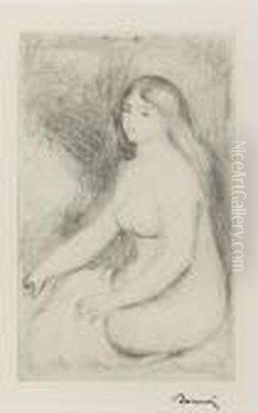 Baigneuse Assise Oil Painting by Pierre Auguste Renoir