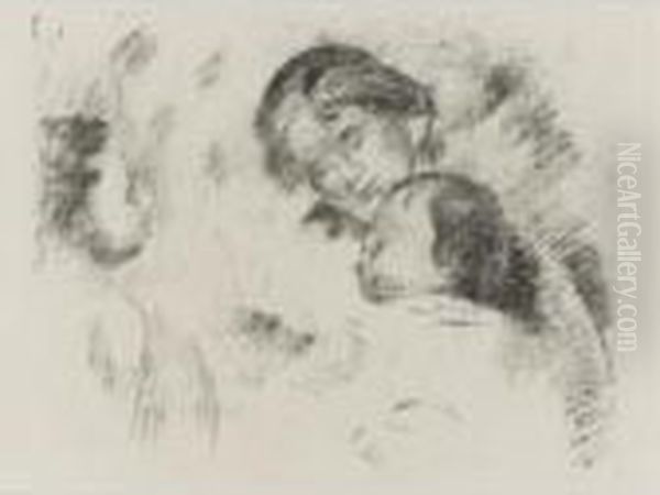 Une Mere Et Deux Enfants (d., S. 54) Oil Painting by Pierre Auguste Renoir