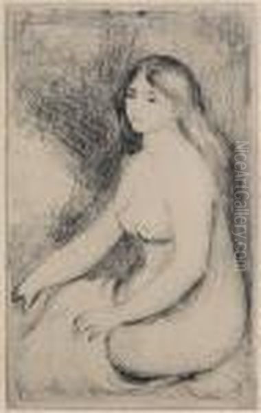 Baigneuse Assise Oil Painting by Pierre Auguste Renoir