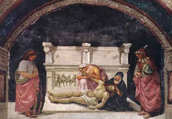 Lamentation over the Dead Christ with Sts Parenzo and Faustino 1499-1502 Oil Painting by Francesco Signorelli