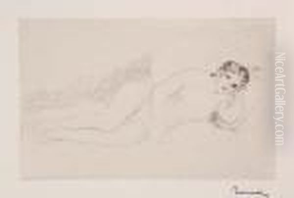 Femme Nue Couchee (tournee A Droite), 1re Planche Oil Painting by Pierre Auguste Renoir