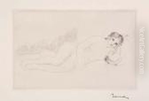 Femme Nue Couche (tournee A Droite), 1re Planche Oil Painting by Pierre Auguste Renoir