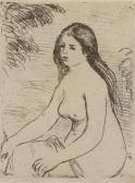 Femme Nue Assise (delteil, Stella 12) Oil Painting by Pierre Auguste Renoir