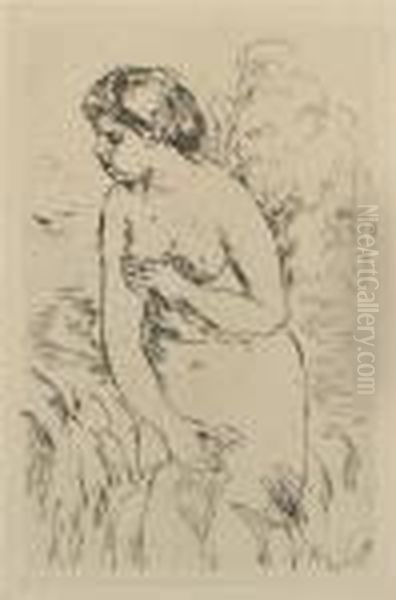 Baigneuse Debout A Mi-jambes (d., S. 23) Oil Painting by Pierre Auguste Renoir